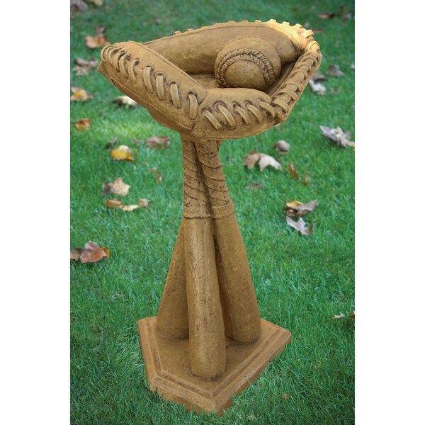 Baseball Batter Up Bird Bath Garden Sculpture